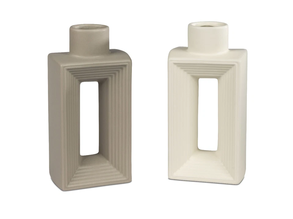 Formano Vase Keramik 20 cm Creme Grau Rechteckig Dekorativ Geschenk - Bild 1 von 1