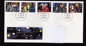 GB 1992 FIRST DAY COVER CHRISTMAS STAMPS- STAINED GLASS WINDOWS, BETHLEHEM H/S - Picture 1 of 1