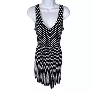 Vestido Ann Taylor LOFT negro blanco a rayas sin mangas para mujer talla mediana pequeño - Imagen 1 de 5