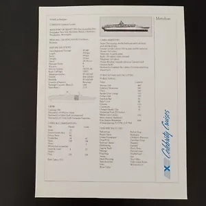 Hoja informativa de datos de SS MERIDIAN MV HORIZON Celebrity Cruises Cruise Line - Imagen 1 de 2
