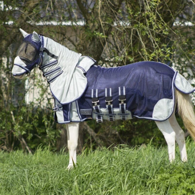 QHP Fliegendecke Falabella mit Halsteil und Fliegenmaske blue - Bild 1 von 3
