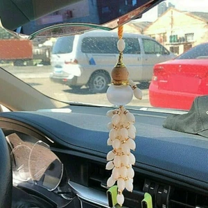 Crystal Gourd Car Rearview Mirror Hanging Ornament Lucky Safety Pendant Decor - Picture 1 of 10