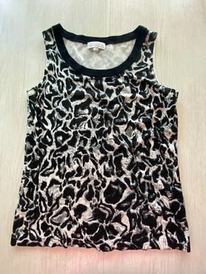 Women Joseph A medium sweater tank sleeveless top black white gray animal print - Image 1 of 2