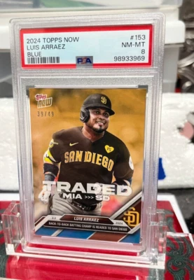 LUIS ARRAEZ - Traded To Padres - Topps Now #153 PADRES Blue PARALLEL #/49 PSA 8 - Image 1 of 2
