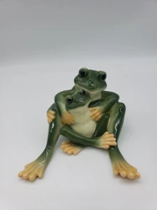 Franz Porcelain Amphibia Frog Mother & Daughter Hugging Hand Painted FZ00625 EUC - Picture 1 of 10