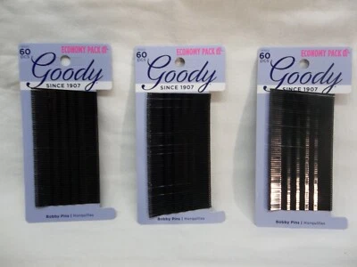 180 = 3 PACKS BLACK GOODY BOBBY PINS 2" - Image 1 of 2