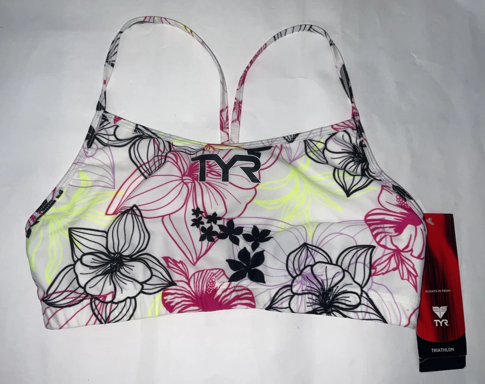 Sujetador de entrenamiento TYR para mujer XL blanco con soporte correa delgada hecho en EE. UU. Nuevo Foto 1 de 4