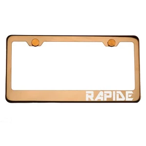 Rose Gold Chrome License Plate Frame RAPIDE Laser Etched Metal Screw Cap - Imagen 1 de 8