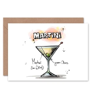 Martini Cocktail Getränk Rezept Zeichnung Freundschaftskarte - Bild 1 von 4
