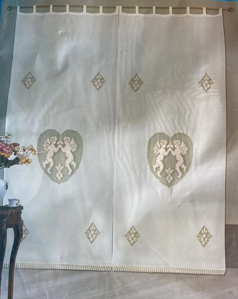 Tenda Misto Lino Ricamo Uncinetto con Asole 150x290 cm Elegante per Casa Ufficio - Immagine 1 di 1