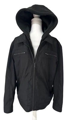 Wilsons Leather Mens Size XL Hooded ( Removable) Black Full Zip Jacket Polyester - Image 1 of 4