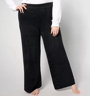 Barefoot Dreams Petite CozyChic Lite Wide-Leg Seamed Pants Black PL - A630192 - Image 1 of 2