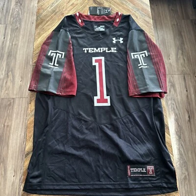 Camisetas de fútbol Temple University Owls negras Under Armour para hombre talla mediana Foto 1 de 4