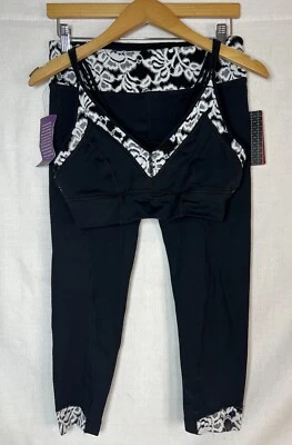 VIMMIA Anthropologie Nuevo con Etiquetas Blanco Flor Negro Leggings y Sujetador (usado) Tallas L y M Foto 1 de 4