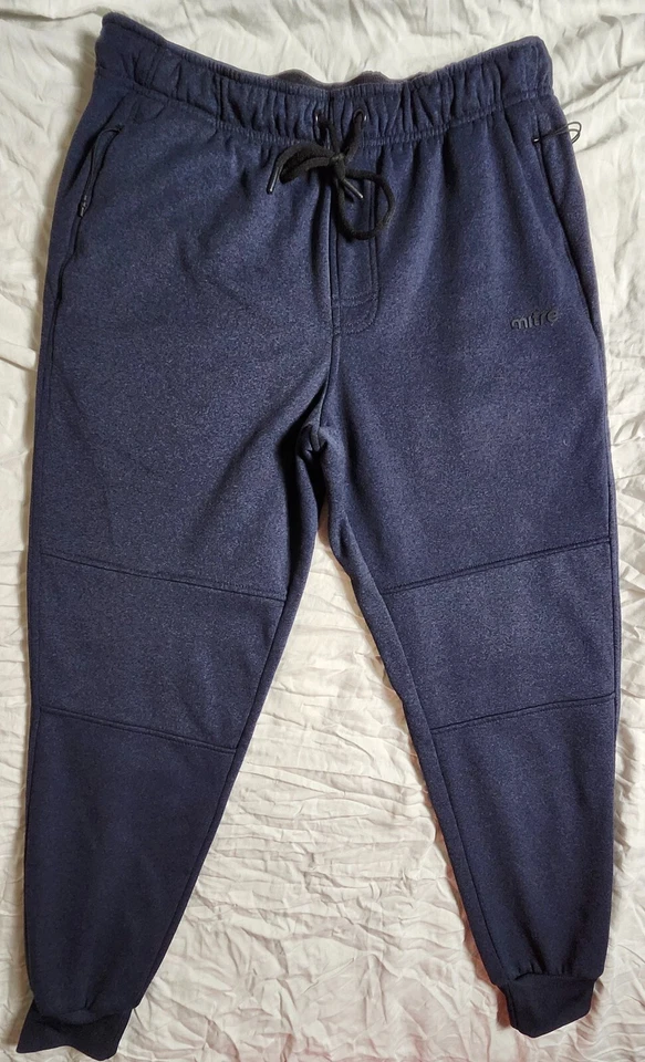 Мужские тренировочные штаны Mitre размер Large синий карман на молнии шнурок для бега эластичные - Изображение 1 из 4
