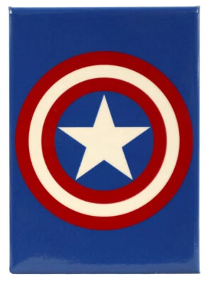 Ímã de geladeira logotipo escudo Capitão América Marvel Comics vermelho branco azul novo - Imagem 1 de 2