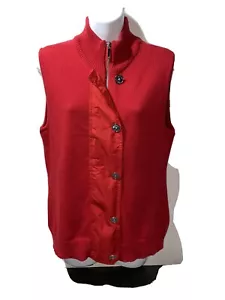 CHAPS Thick Sweater Vest Women`s Red Silver Button Up Zip Up Size Large NWOT - Picture 1 of 12