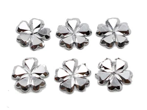 200 Silber Flatback Acryl Glitzer facettierte Blume Cabochons Edelsteine 12 mm ohne Loch - Bild 1 von 5