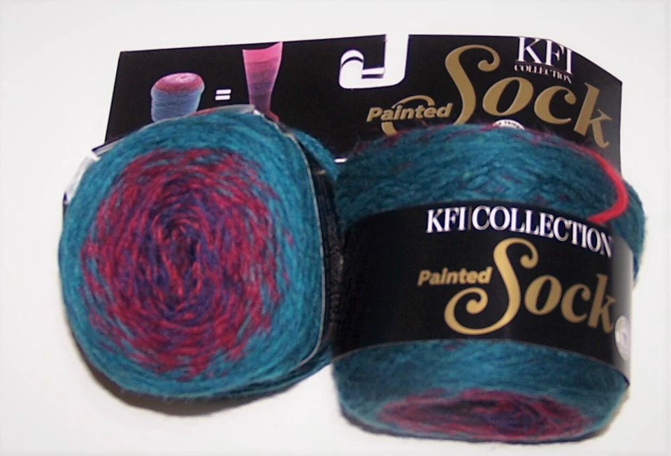2 bolas combinadas de 50 gm de hilo de lana Superwash CALCETÍN PINTADO KFI #119 MONTE CARLO Foto 1 de 1