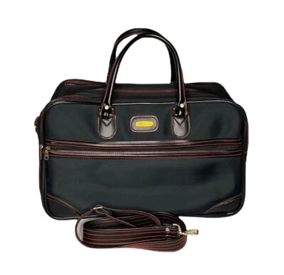 Винтажная спортивная сумка Sasson чемодан багаж дорожная сумка с короткими ручками черная ручная кладь красный шов - Изображение 1 из 4