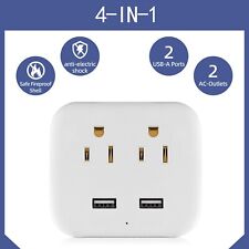 2 Outlet Extender with 2 USB Charging Ports USB Wall Charger Surge Protector