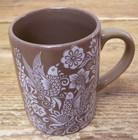Birds inTree Floral White on Brown Coffee Mug Cup