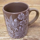 Birds Intree Floral White On Brown Coffee Mug Cup