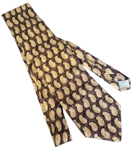 JOSEPH ABBOUD Men's Tie 100% Italian Silk Geometric Brown Tan Shell Design - Picture 1 of 9