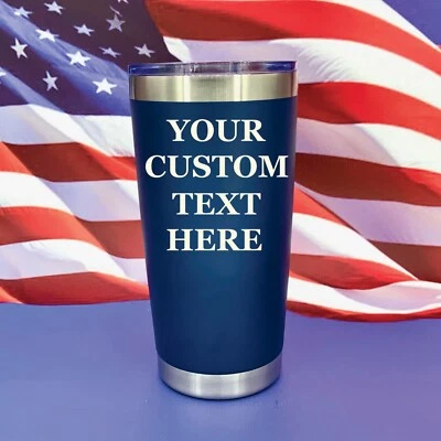 Custom 20oz Tumbler with Your Text Engraved Travel Mug Coffee Insulated Bottle - Image 1 of 4