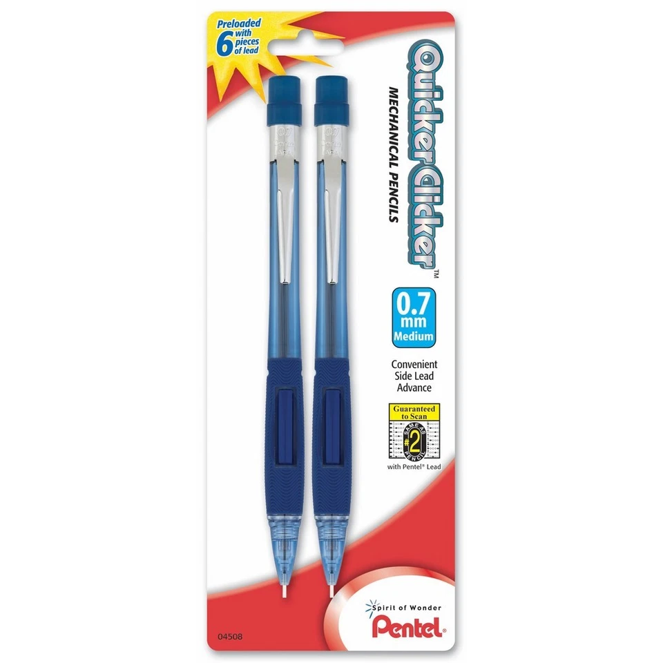 Pentel Quicker Clicker Automatic Pencil 0.7mm Transparent Blue Barrel 2