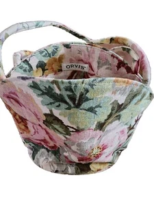 Vintage Orvis Pink Floral  Tapestry Handbag Purse In EUC Made In USA  - Picture 1 of 7