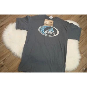 NWT Rare Adidas 90s Vintage Cotton Grey Soccer Men's Medium T-shirt - Made USA - Picture 1 of 10