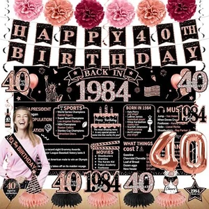 40th Birthday Decorations for Women, 21pcs Back in 1984 Banner Party Supplies... - Picture 1 of 2