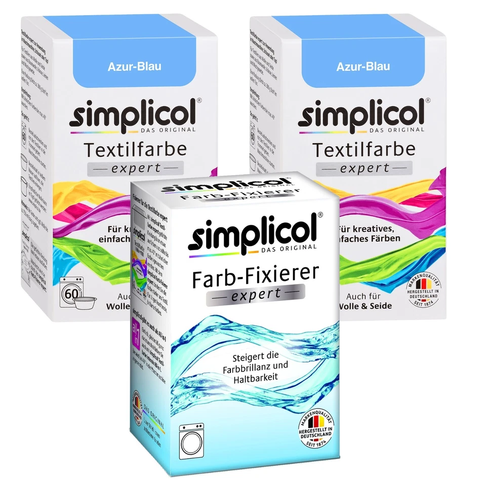 SIMPLICOL Textilfarbe EXPERT AZUR BLAU 150g Farbe auch für Wolle & Seide