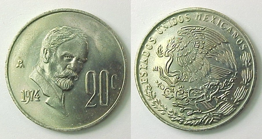 México 1974 20 centavos mexicanos brillantes sin circular BU Foto 1 de 1