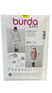 Burda 9474 Kids Coordinated Coat Skirt Hat Purse Sizes 3-7 - Picture 1 of 2