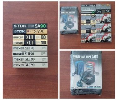 Maxell XLII 90, 100 min e TDK SA 90 fitas cassete de áudio de viés alto quantidade 8 + estojo - Imagem 1 de 4
