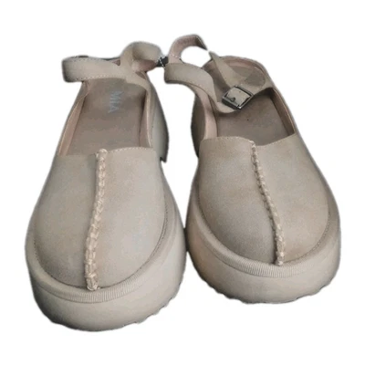 Sandalias zuecos Mia ámbar gamuza Mary Jane para mujer talla 6 tacón bloque plataformas arena  Foto 1 de 4