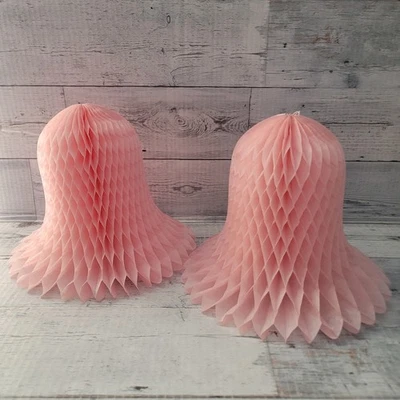 Vintage Light Pink Small Honeycomb Accordion Tissue Paper Bells (Set Of 2) 7.5"  - Image 1 of 4