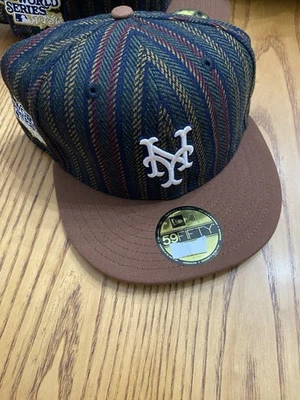 NEW ERA MENS NEW YORK METS 1986 WORLD SERIES HERRINGBONE 59FIFTY SIZE 7 5/8 - Image 1 of 4