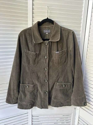 Vintage Versace 1990’s Green Corduroy Button Down Jacket XL - Image 1 of 4