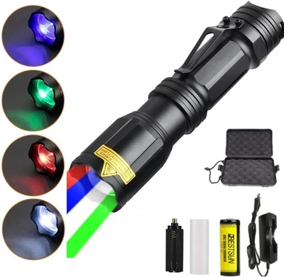 4 Color in 1 Multicolor Flashlight Rechargeable high Lumens Red White Blue Gr... - Image 1 of 4