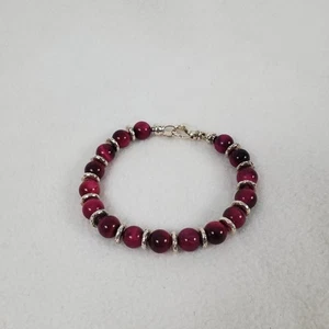 JAI by John Hardy Sterling Silver Pink Tigers Eye Beaded  Bracelet - Picture 1 of 6