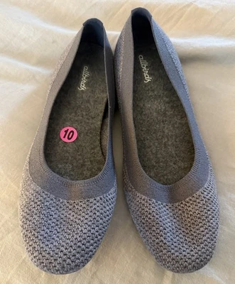Allbirds 10 US Tree Breezers Gris Tejido Sin Cordones Lavable Ballet Núcleo Zapatos Planos Foto 1 de 4