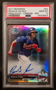 Ronald Acuna 2017 Bowman #CPA-RA Refractor Chrome Prospect Auto /499 PSA 10 - Picture 1 of 2
