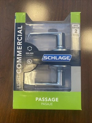 Schlage Light Commercial Passage Door Handle -Elan Lever  -Satin Chrome Finish - Image 1 of 3