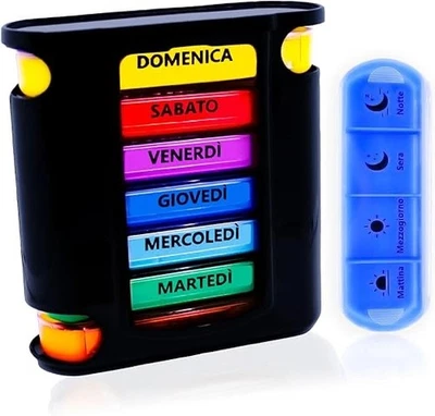 ALL4US® - Portapillole Settimanale Italiano a 28 Scomparti – Organizer Verticale