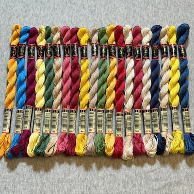 20 DMC Coton Perle Size 5 Thread 100% Cotton Assorted Colors No Repeats - Image 1 of 4