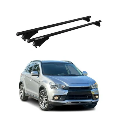 Barras transversales de techo superiores para Mitsubishi Outlander 2010-2020 aluminio negro 2x Foto 1 de 4
