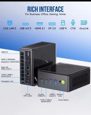GMKtec Mini PC K8 Plus AMD R7 8845HS (Turbo 5,1 GHz) 32 GB DDR5 2 TB PCIe 4,0 SSD Foto 1 de 4